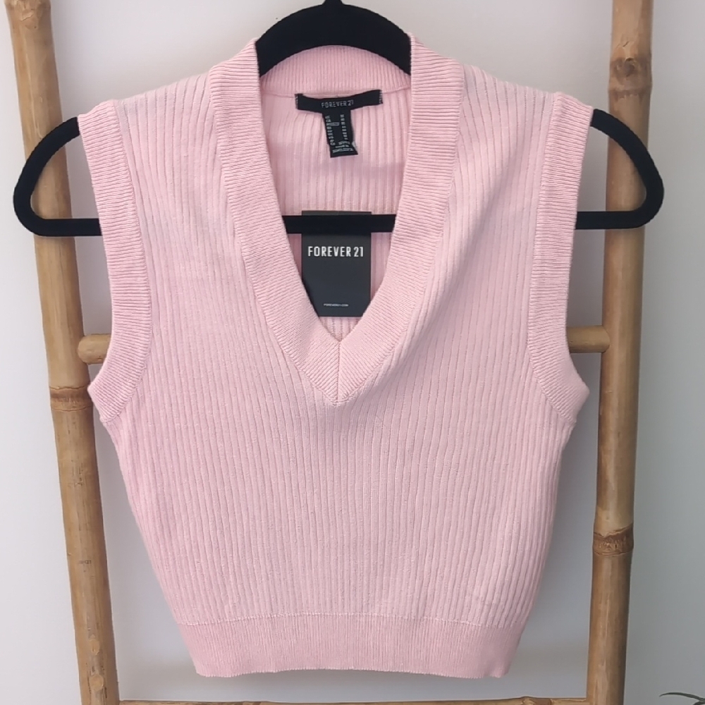 Forever 21 Pink Ribbed Knit Sleeveless Top